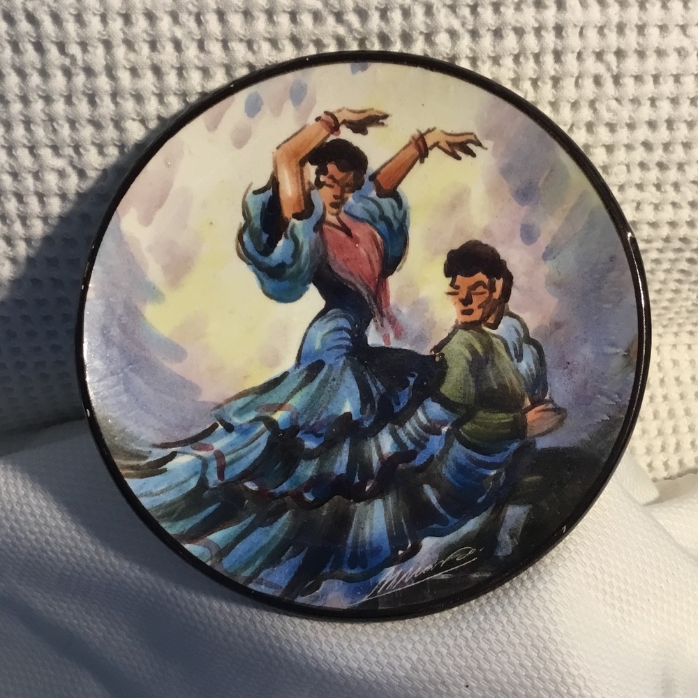 Vintage~Spanish Flamenco Dancers~Hand Painted Ceramic Wall Plate